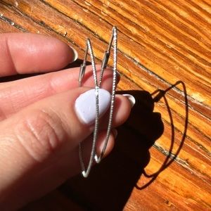Silver Pinched Hoop Earrings